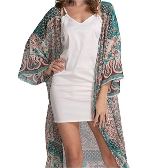 Semi Sheer Bohemian Long Chiffon Duster - Picture 12 of 16